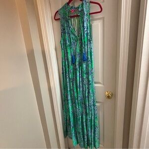 Lilly Pulitzer Vibrant Green and Blue Maxi Dress XXL
